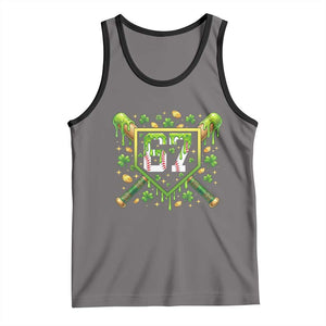 Funny St Patricks Day 67 Six Seven Baseball Ice Cream Drip Tank Top TS11 Deep Heather Black Print Your Wear