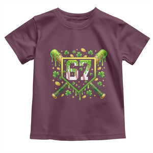 Funny St Patricks Day 67 Six Seven Baseball Ice Cream Drip Toddler T Shirt TS11 Maroon Print Your Wear