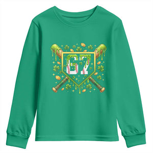 Funny St Patricks Day 67 Six Seven Baseball Ice Cream Drip Youth Sweatshirt TS11 Irish Green Print Your Wear
