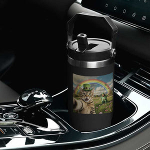 St Patricks Day Cat Selfie with Leprechaun Flip Straw Tumbler TS11 Print Your Wear