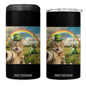 St Patricks Day Cat Selfie with Leprechaun 4 in 1 Can Cooler Tumbler TS11 One Size: 16 oz Black Print Your Wear