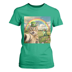 St Patricks Day Cat Selfie with Leprechaun T Shirt For Women TS11 Irish Green Print Your Wear