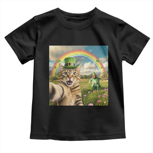 St Patricks Day Cat Selfie with Leprechaun Toddler T Shirt TS11 Black Print Your Wear