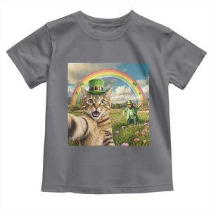St Patricks Day Cat Selfie with Leprechaun Toddler T Shirt TS11 Charcoal Print Your Wear