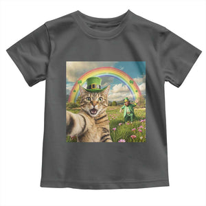 St Patricks Day Cat Selfie with Leprechaun Toddler T Shirt TS11 Dark Heather Print Your Wear