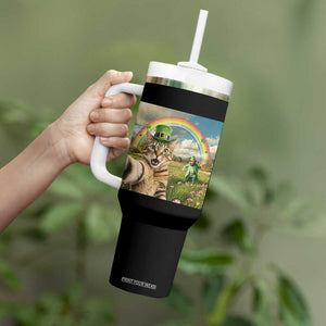 St Patricks Day Cat Selfie with Leprechaun Tumbler With Handle TS11 Print Your Wear