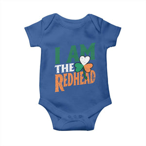 Funny Irish St Patrick's Day I Am The Redhead Baby Onesie Ireland Flag Shamrock TS11 Royal Blue Print Your Wear