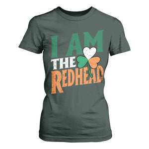 Funny Irish St Patrick's Day I Am The Redhead T Shirt For Women Ireland Flag Shamrock TS11 Dark Forest Green Print Your Wear