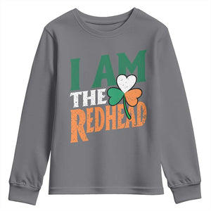 Funny Irish St Patrick's Day I Am The Redhead Youth Sweatshirt Ireland Flag Shamrock TS11 Charcoal Print Your Wear