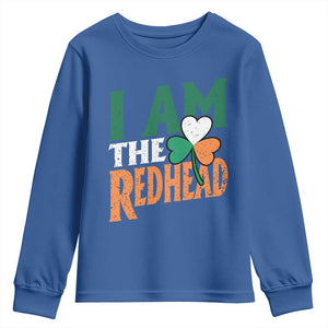 Funny Irish St Patrick's Day I Am The Redhead Youth Sweatshirt Ireland Flag Shamrock TS11 Royal Blue Print Your Wear