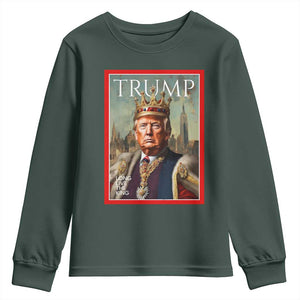 Trump Long Live The King Youth Sweatshirt American Patriotic TS11 Dark Forest Green Print Your Wear