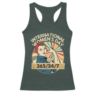 International Women's Day IWD 8 March 2025 Racerback Tank Top TS11 Dark Forest Green Print Your Wear