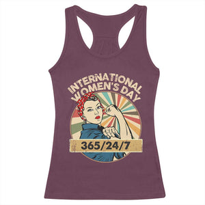 International Women's Day IWD 8 March 2025 Racerback Tank Top TS11 Maroon Print Your Wear