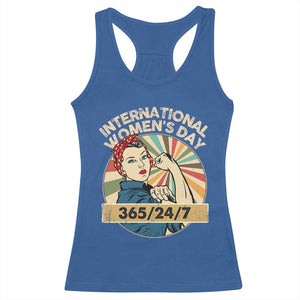 International Women's Day IWD 8 March 2025 Racerback Tank Top TS11 Royal Blue Print Your Wear