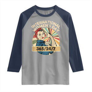 International Women's Day IWD 8 March 2025 Raglan Shirt TS11 Sport Gray Navy Print Your Wear