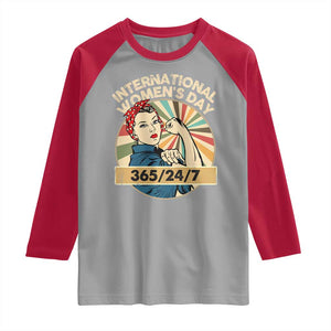 International Women's Day IWD 8 March 2025 Raglan Shirt TS11 Sport Gray Red Print Your Wear