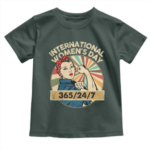 International Women's Day IWD 8 March 2025 Toddler T Shirt TS11 Dark Forest Green Print Your Wear