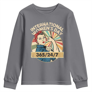 International Women's Day IWD 8 March 2025 Youth Sweatshirt TS11 Charcoal Print Your Wear