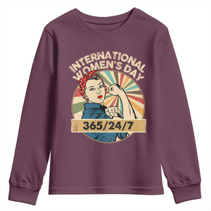 International Women's Day IWD 8 March 2025 Youth Sweatshirt TS11 Maroon Print Your Wear