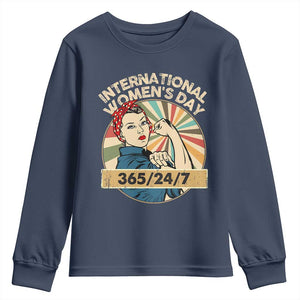 International Women's Day IWD 8 March 2025 Youth Sweatshirt TS11 Navy Print Your Wear