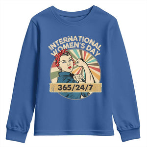 International Women's Day IWD 8 March 2025 Youth Sweatshirt TS11 Royal Blue Print Your Wear