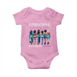 International Women's Day 2025 Baby Onesie Accelerate Action 8 March IWD TS11 Light Pink Print Your Wear