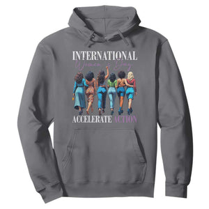 International Women's Day 2025 Hoodie Accelerate Action 8 March IWD TS11 Charcoal Print Your Wear