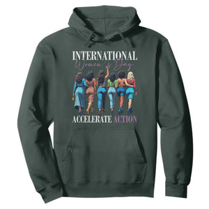International Women's Day 2025 Hoodie Accelerate Action 8 March IWD TS11 Dark Forest Green Print Your Wear