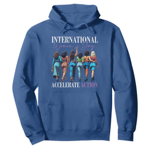 International Women's Day 2025 Hoodie Accelerate Action 8 March IWD TS11 Royal Blue Print Your Wear