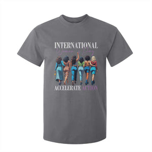 International Women's Day 2025 T Shirt For Kid Accelerate Action 8 March IWD TS11 Charcoal Print Your Wear