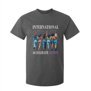 International Women's Day 2025 T Shirt For Kid Accelerate Action 8 March IWD TS11 Dark Heather Print Your Wear