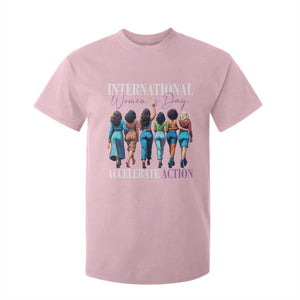 International Women's Day 2025 T Shirt For Kid Accelerate Action 8 March IWD TS11 Light Pink Print Your Wear