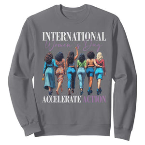 International Women's Day 2025 Sweatshirt Accelerate Action 8 March IWD TS11 Charcoal Print Your Wear
