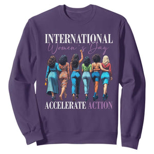 International Women's Day 2025 Sweatshirt Accelerate Action 8 March IWD TS11 Purple Print Your Wear