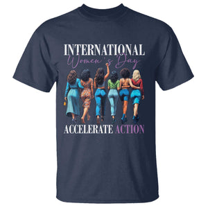 International Women's Day 2025 T Shirt Accelerate Action 8 March IWD TS11 Navy Print Your Wear
