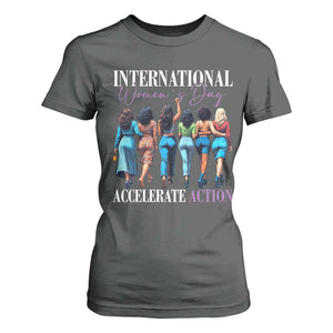 International Women's Day 2025 T Shirt For Women Accelerate Action 8 March IWD TS11 Dark Heather Print Your Wear