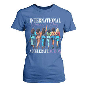 International Women's Day 2025 T Shirt For Women Accelerate Action 8 March IWD TS11 Royal Blue Print Your Wear