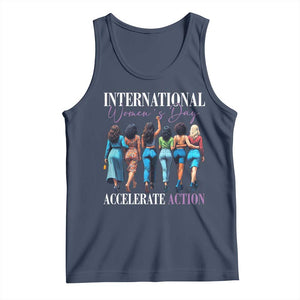 International Women's Day 2025 Tank Top Accelerate Action 8 March IWD TS11 Navy Print Your Wear