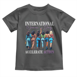 International Women's Day 2025 Toddler T Shirt Accelerate Action 8 March IWD TS11 Dark Heather Print Your Wear