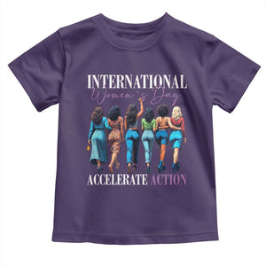 International Women's Day 2025 Toddler T Shirt Accelerate Action 8 March IWD TS11 Purple Print Your Wear