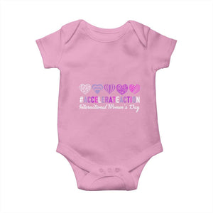 International Women's Day 2025 Baby Onesie Accelerate Action IWD 8 March TS11 Light Pink Print Your Wear