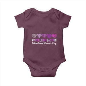 International Women's Day 2025 Baby Onesie Accelerate Action IWD 8 March TS11 Maroon Print Your Wear