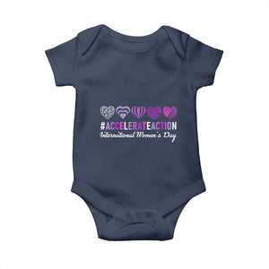 International Women's Day 2025 Baby Onesie Accelerate Action IWD 8 March TS11 Navy Print Your Wear