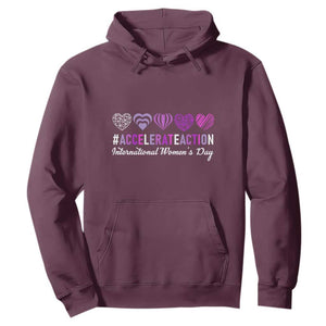 International Women's Day 2025 Hoodie Accelerate Action IWD 8 March TS11 Maroon Print Your Wear