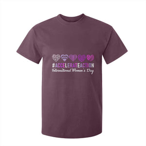 International Women's Day 2025 T Shirt For Kid Accelerate Action IWD 8 March TS11 Maroon Print Your Wear