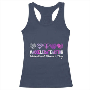 International Women's Day 2025 Racerback Tank Top Accelerate Action IWD 8 March TS11 Navy Print Your Wear