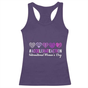 International Women's Day 2025 Racerback Tank Top Accelerate Action IWD 8 March TS11 Purple Print Your Wear