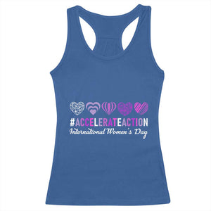 International Women's Day 2025 Racerback Tank Top Accelerate Action IWD 8 March TS11 Royal Blue Print Your Wear