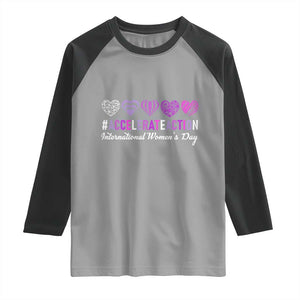 International Women's Day 2025 Raglan Shirt Accelerate Action IWD 8 March TS11 Sport Gray Black Print Your Wear