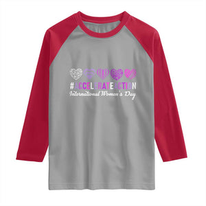 International Women's Day 2025 Raglan Shirt Accelerate Action IWD 8 March TS11 Sport Gray Red Print Your Wear